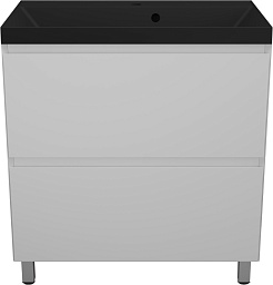 Style Line Тумба с кварцевой раковиной антрацит Манхэттен 80 Plus эмаль белая матовая – фотография-1